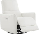 CHITA Power Recliner Chair Swivel Glider, FSC Certified Upholstered Faux Leather Living Room Nursery Reclining Sofa Chair with Lumbar Support, White by CozyNest Decor