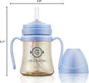 GROSMIMI Spill Proof no Spill Magic Sippy Cup with Straw with Handle for Baby and Toddlers, Customizable, PPSU, BPA Free 6 oz (Sky blue) by TinyTreasures Baby Boutique