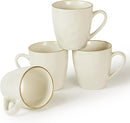 famiware Coffee Mugs Set of 4, Ocean Round 11.5oz Coffee Cup Set with Handle for Cocoa, Milk, Hot Chocolate, Tea or Water, Stoneware Cups for Kitchen, Microwave Dishwasher Safe, Vanilla White by CozyNest Decor