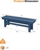 HDPE Outdoor Bench, 55" Patio Bench Outdoor Furniture, Poly Lumber Adirondack Benches, All Weather HDPE Garden Backless Benches for Park, Poolside, Deck, Porch, Navy by CozyNest Decor