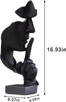 aboxoo Thinker Statue, Silence is Gold Abstract Art Figurine, Modern Home Resin Sculptures Decorative Objects Piano Desktop Decor for Creative Room Home, Office Study Decor (Large Black) by CozyNest Decor