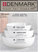 Denmark White Porcelain Chip Resistant Scratch Resistant Commercial Grade Serveware, 3 Piece Serving Bowl Set by CozyNest Decor