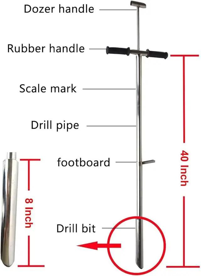 INTBUYING 40’’ Soil Sampler Probe Soil Test Probe with 8’’Sample Ejector and Foot Pedal &Rubber Handle Stainless Steel 2in Dia for Soil Sampling Lawn Garden Farm, photo 2 of 9