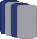 4-Pack Fitted Pack and Play Sheets for Boys and Girls - Breathable, Soft Microfiber Baby Sheets in Grey and Navy by TinyTreasures Baby Boutique
