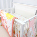 4-Piece Crib Bedding Set for Girls, Includes Comforter, Fitted Crib Sheet, Crib Skirt, and Diaper Stacker, Pink Rainbow by TinyTreasures Baby Boutique