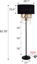Wellmet Black Crystal Drum Shade Floor Lamp, 6 Light Black Gold Shade, Candle Base, for Living Room, Bedroom, Reading Room, Hallway, Corridor by CozyNest Decor