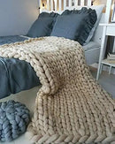 Chunky Knit Blanket Throw - Handmade, Gift Sofa Bed Blanket (Camel 40"x47") by CozyNest Decor