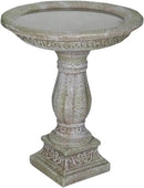SunJet 23.8 Inch High Concrete Bird Bath with Carved Pedestal – Birdbath Sturdy & Elegant Design, Stone-Like Texture, Attracts Birds and Enhances Garden, Patio, Yard, Lawn Decor by GreenHaven Gardens