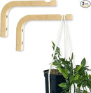 2-Piece Set of Plant Hooks for Wall 6 inch - Mounted Wooden Plant Hook - Indoor and Outdoor Bracket Plant Hanger for Planters, Lanterns, Bird Feeders, Patio Decorations (Natural) by GreenHaven Gardens