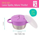 Elk and Friends Stainless Steel Snack Cups | Removable Silicone Food Catcher and Travel Lid | Spill-Proof Snack Containers for Baby, Toddler, Kids | Dishwasher Safe | 2 Pack by TinyTreasures Baby Boutique