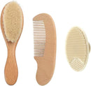 PandaEar 3 Pack Baby Brush and Comb Set Newborn, Silicone Cradle Cap Brush for Babies, Soft Newborn Hair Brush with Soft Goat Bristles, Wooden Toddler Comb Hairbrush Set for Boys and Girls by TinyTreasures Baby Boutique