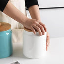 Sweejar Ceramic Kitchen Canisters, 58 FLOZ Porcelain Food Storage Jar with Airtight Seal Wooden Lid, Home Container Serving for Coffee Beans, Tea-leave, Sugar, Salt and More, Tool Bucket (White) by CozyNest Decor