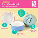 Elk and Friends Kids Porcelain Bowls with Silicone Suction Sleeve | Kids/Toddler/Baby Feeding | Microwave & Dishwasher Safe | Non slip | Cereal/Soup/Snack Dishes & Dinnerware by TinyTreasures Baby Boutique