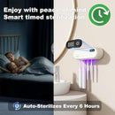 UV Toothbrush Sanitizer Holder for 4 | Wall Mounted Toothbrush Holder for Bathroom with Fan Drying | USB Rechargeable Toothbrush Cleaner & Sterilizer, No Drill Install, Modern Design (White) by CozyNest Decor