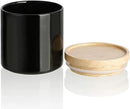 Sweejar Kitchen Canisters Ceramic Food Storage Jar, Stackable Containers with Airtight Seal Wooden Lid for Serving Ground Coffee, Tea, Sugar, Salt and More - 16 Fl Oz (Black) by CozyNest Decor