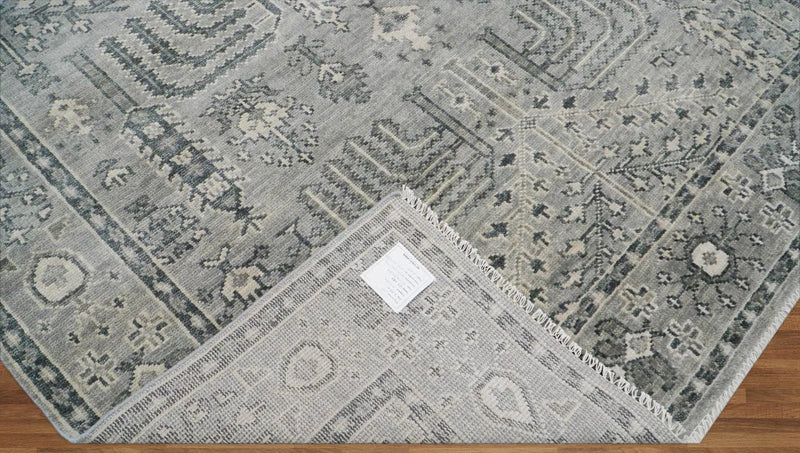7' 11''x10' Tone On Tone Gray Hand Knotted LoomBloom Muted Turkish Oushak 100% Wool Transitional Oriental Area Rug