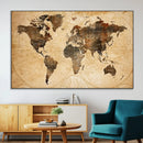 Push Pin World Map Canvas Print – Framed Travel Tracker Wall