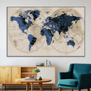 Vintage Blue World Map Canvas Wall Art – Antique Style by MyGreatCanvas | Canvas Wall Art Prints | Photo Prints & Wall Decor