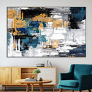 Blue and Gold Abstract Canvas Wall Art – Triptych Modern
