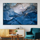 Navy Blue Canvas Art Abstract Print – Elegant Triptych