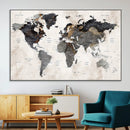 Abstract Map Printing - Modern World Map Canvas Wall Art for