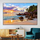 Tropical Island Beach Sunset Canvas Print