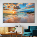 Sunset Beach Canvas Wall Art – Tropical Triptych Seascape