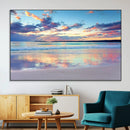 Tranquil Pastel Sunset Beach Triptych Canvas Art, Soothing