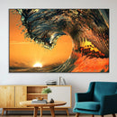 Surf Wave Sunset Canvas Wall Art Print, 3-Panel Ocean