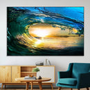 Ocean Wave at Sunset Canvas Art, Large Wall Print of Vibrant