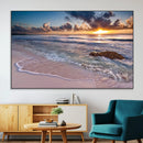 Sea Ocean Sunset Beach Wall Art Canvas Print