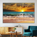 Golden Sunset Beach Canvas Wall Art – Triptych Seascape by MyGreatCanvas | Canvas Wall Art Prints | Photo Prints & Wall Decor