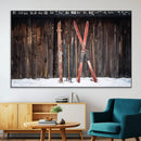 Vintage Ski Gear Canvas Print, Vintage Ski Gear Against