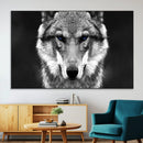 Black and White Wild Wolf Wall Art Canvas Print
