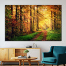 Sunlight Through Trees Wall Art Canvas Print - Autumn Forest