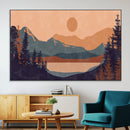 Modern Boho Sunset Canvas Print, Mountain Landscape Triptych