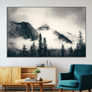 Large Foggy Mountain Forest Wall Art Canvas Print | Misty