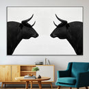 Spanish Bull Art - Framed Black and White Bull Canvas Print