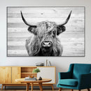 Scottish Highland Cow Cattle Art Print on Wood Background by MyGreatCanvas | Canvas Wall Art Prints | Photo Prints & Wall Decor