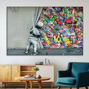 Banksy Colorful Street Graffiti Canvas Wall Art Print, by MyGreatCanvas | Canvas Wall Art Prints | Photo Prints & Wall Decor