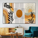 Modern Boho Sun and Leaf Abstract Art – 3-Panel Giclée