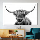 Grayscale Scottish Highland Cow Cattle Art Print Farmhouse by MyGreatCanvas | Canvas Wall Art Prints | Photo Prints & Wall Decor