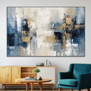 Modern Abstract Canvas Wall Art in Blue and Gold Tones |