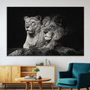 Lion Couple Wall Art Canvas Print – Elegant Black and White