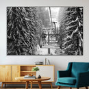 Winter Ski Lift Black and White Canvas Wall Art – Alpine