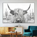Rustic Charm | Cow Longhorn Black White Bighorn Wall Art by MyGreatCanvas | Canvas Wall Art Prints | Photo Prints & Wall Decor