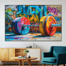 Fitness Gym Barbell Graffiti Wall Art Canvas Print by MyGreatCanvas | Canvas Wall Art Prints | Photo Prints & Wall Decor