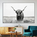 Highland Cow Canvas Wall Art – Majestic Beauty in Black and