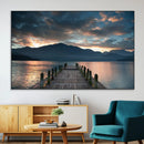 Mountain Lake Wood Pier Canvas Wall Art Nature Lake Print