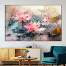 Lotus Flower Wall Art | 3-Panel Giclee Canvas Print of Pink